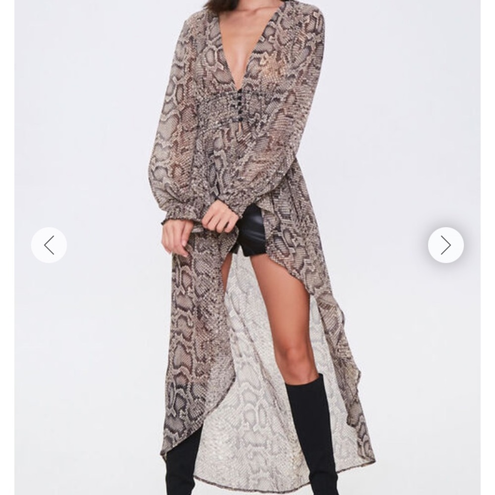 Faux Snakeskin Duster Kimono Dress Sz S NWT